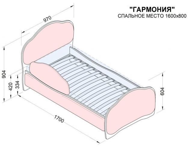 Кровать 160 Гармония 18 Бордовый (мягкий бортик)