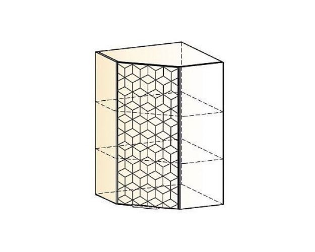 Стоун Шкаф навесной угл. L600x600 Н900 (1 дв. гл.) с фрезеровкой (белый/грей софттач)
