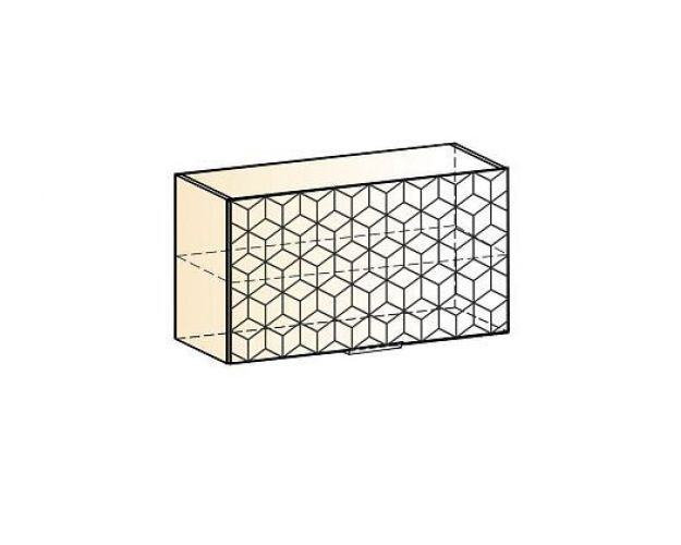 Стоун Шкаф навесной L800 Н450 (1 дв. гл. гориз.) с фрезеровкой (белый/изумруд софттач)