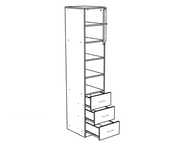 Шкаф-пенал №1 (полуоткрытый) Молочный дуб/Бодего темный